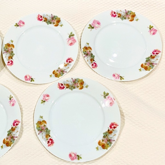 JE21-Vintage 4 PIECE SET Bavarian Cottagecore Cottage Roses Plates - Picture 3 of 11
